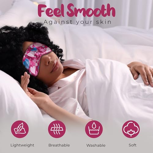Image of Luxury Sleep Mask - Soft, Lightweight & Ultra Comfort-Perfect for Light Blocking Wake up Radiant (Pink, Elastic Band Strap)