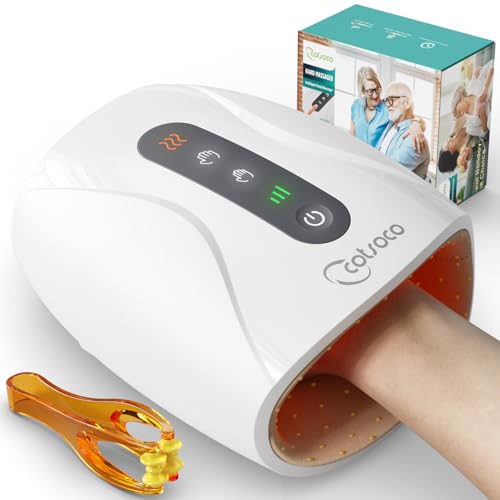 cotsoco Hand Massager, Cordless Electric Hand Massager for Arthritis and Carpal Tunnel, 6 Levels Therapy Massager with Heat and Compression, Birthday Gifts for Women Husband, Gifts for Men W