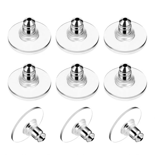 100PCS Plastic Earring Backs for Studs, Soft Clear Bullet Earring Stoppers, Secure Non-Slip Replacement Earring Backings for Stud, Hook & Hoop Earrings