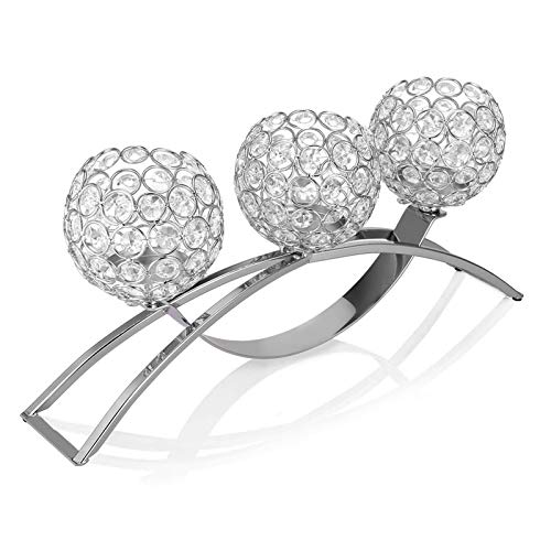 Candle Holder Candle Decoration Crystal Candle Holders 3 Arms European Classic Romantic Arch Iron Crystal Ball Candle Stand Centerpieces for Wedding Valentines Day, Dinning Room Table Decoration