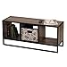 Household Essentials Jamestown TV Stand Coffee Table with Square Cube Storage Compartments Ashwood Rustic Wood Grain and Black Metal