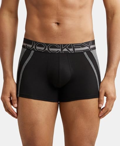 Image of Jockey US21 Men's Super Combed Cotton Elastane Stretch Solid Trunk with Ultrasoft Waistband