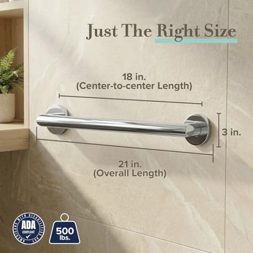 Image of Gatco 962 Glam 18 inch L Grab Bar, Chrome /ADA Compliant Stainless Steel Safety Grab Bar for Bathroom