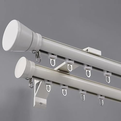 Heavy-Du 5.1m (16.7ft) Double Curtain Track System, Silent Aluminum Sliding Rods for Bay Windows, Perfect for Room Dividers & Shower Curtains, Easy Installation