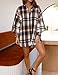 Oversized Flannel Dress for Women - Long Sleeve Plaid Oversized Blouse Tops (B4,L)