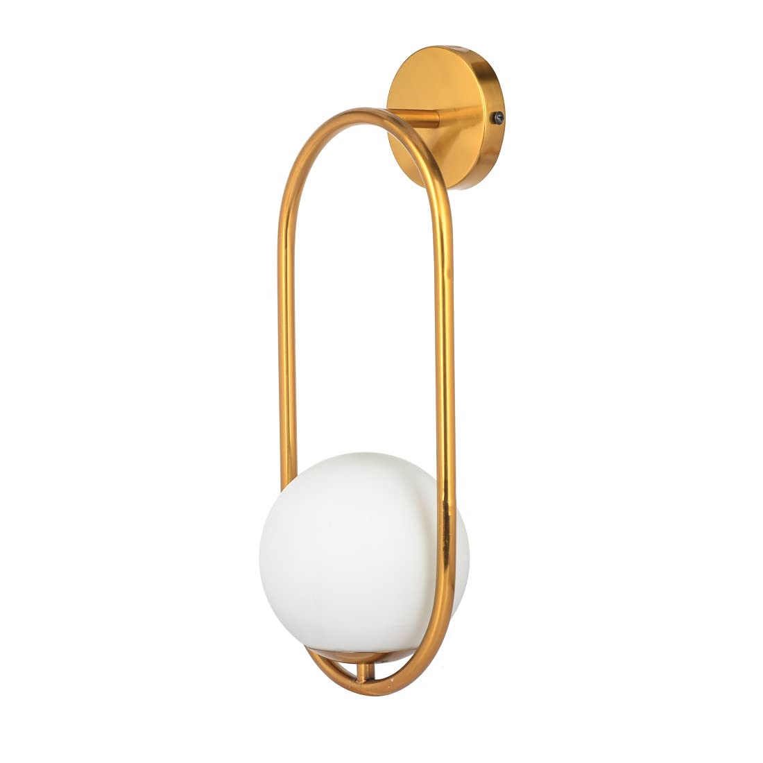 ultimate Antique Gold Finish Wall Lamp with Frosted Milky Moon Glass | E27 Holder | 45cm Height & 18cm Width | Warm White Glow | Modern Vintage Style Light for Bedroom, Living Room, Lobby