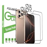 Focuses Blue Light Screen Protector for iPhone 16 Pro 2 Pack+Camera Lens Protector 2 Pack 2.5D Colorless Anti Blue Light Tempered Glass for iPhone 16 Pro (6.3inch)