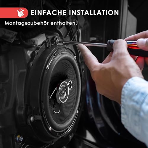 Pyle Auto Lautsprecher 165mm, 3-Wege Autolautsprecher, Kfz Lautsprecher Boxen 300 W, Einbaulautsprecher Box Set Paar 4 Ω Impedanz, ¾\ Hochtöner, 1\, Mitteltöner, Komplettset mit Installationszubehör