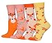 Wish Island Women's 4/5 Packs Fox Socks Animal Gifts Cotton Crew Novelty Socks (Fox - 4 pairs)