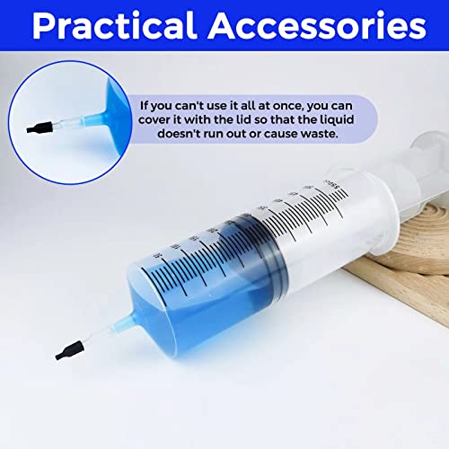 BOOHO Large Syringe, 100ml/200ml/300ml/500ml Reusable Liquid Syringe with Tube, Capacity Plastic for Laboratory, Measuring, Watering, Industry, Feeding Pets, Oil or Glue Applicator (500ml) - Image 3