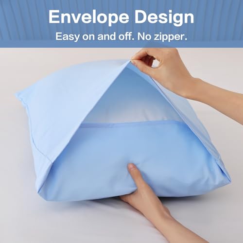 Image of ROSGONIA King Size Comforter Set Light Blue, 3pcs King Comforter Set (1 Comforter & 2 Pillowcases) All Season Soft Lightweight Bedspread Blanket Quilt