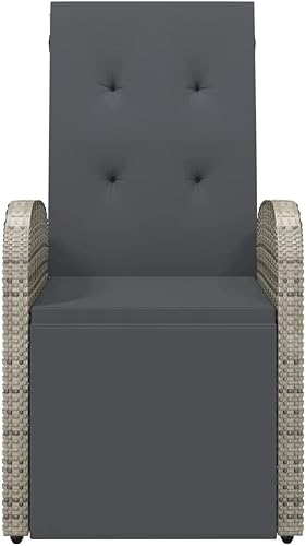 Miniatura 4 de Reclining Patio Chair with Cushion Poly Rattan Gray Out Door Chairs Outdoor Sillas para Comedor Dining Table Chairs for Beach Terrace Courtyard