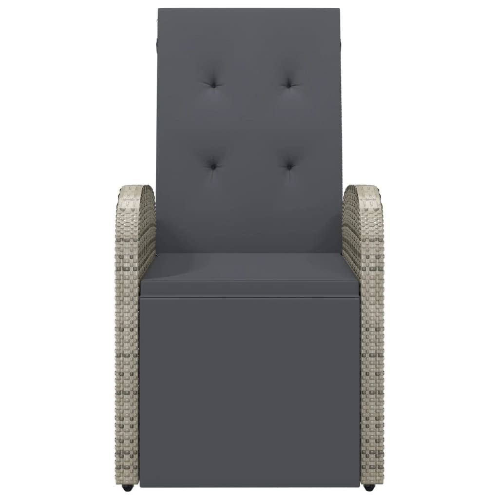 Poltrona reclinabile da giardino con cuscino in rattan sintetico grigio sedie da esterno resistente alle intemperie, poltrone per terrazze, mobili da giardino, poltrone da giardino