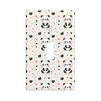 Cute Panda Heart Print Light Switch Cover Plate, 1- Gang Standard Size 4.5\" x 2.76\", Decorative Toggle Wall Plate Covers, Unbreakable Polycarbonate Thermoplastic