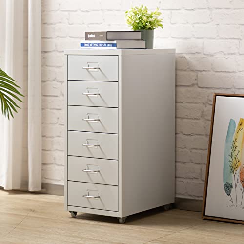 Miniatura 9 de Hollyhome Archivador Metalico, Organizador De Archivos Con Para Del 6 Cajones, Gabinete De Almacenamiento De Organizador Cajonera Con Ruedas El Hogary La Oficina, Blanco