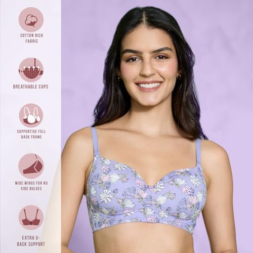 Image of NYKD Women's Cotton Blend Wire Free Casual Padded T-Shirt Bra