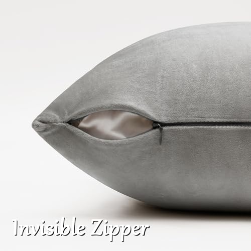 Image of GIGIZAZA Decorative Couch Throw Pillow Covers,Grey Square Pillow Cushion Covers 22x22,Pillow Cases Velvet Pillow Covers