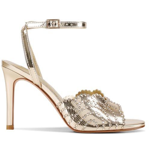 UJPFEO Rhinestone High Heel Sandals for Women Round Open Toe High Heels Sparkly Stilettos Strap Ankle Heels Dressy Weddings Prom Sexy Sandals Shoes - image 5