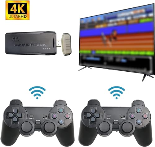 Image of New 4K HD Video Game HDMI Wireless Console Game Stick Video Games Built-in 12,000+ Classic Games 8 Bit Mini Retro Controller HDMI Output Dual Player- 4K Ultra HD Game Stick, Black