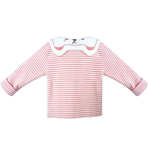 Image of Toddler Kids Girls Cute Shirt, Cat Bunny Embroidered Long Sleeve T-Shirt
