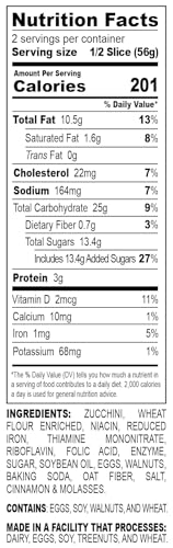 Image of Nadel - NATURALLY DELICIOUS ZUCCHINI CAKE (16 Pack) Sweet Breads & Cakes Slices, Back to School lunch snack, breakfast bar