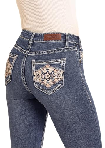 Rock & Roll Denim Women's Mid Rise Aztec Bootcut Jeans4