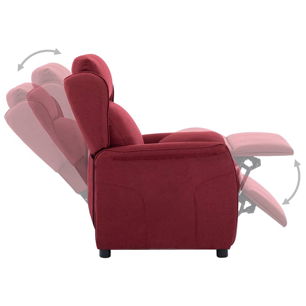NoteDi Recliner Chair Adjustable Headrest and Footrest Home Theater Single Fabric Recliner Sofa Furniture with Seat Cushion and Backrest Modern Living Room Recliner, Wine Red Fabric