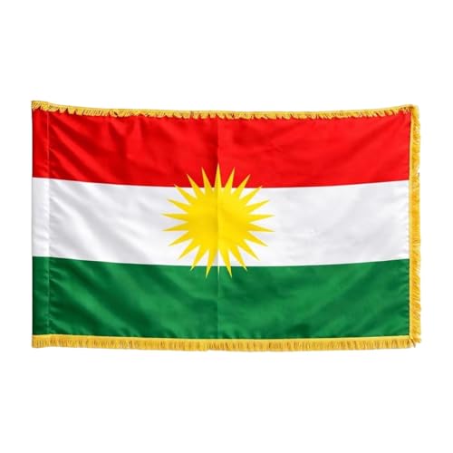 Kurdistan Flagge 90 x 150cm Kurdische Flagge 100% Polyester Robuste Doppelnaht & in Lebendigen Farben Flaggendekoration für Innen- und Außenbereiche (A)