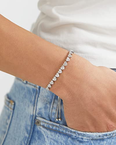 Inspired Voices Easy Slider Adjustable Bracelets - Lariat Tennis Bracelets For Women, Rhinestone Bracelets For Women - Blue Bracelet, Pink Bracelet, Purple Bracelet & More (Heart - Clear) #TOP3