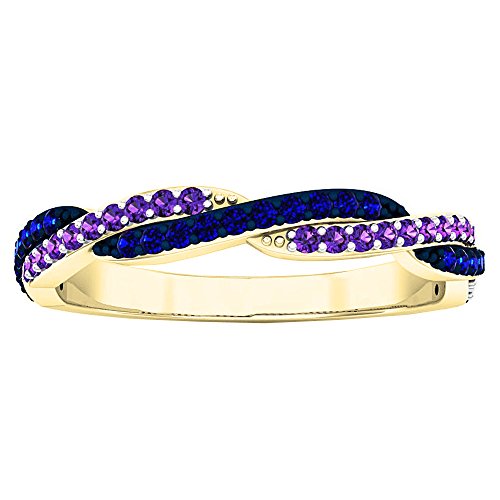 Dazzlingrock Collection Round Amethyst & Blue Sapphire Swirl Stackable Wedding Band for Women in Solid Gold2