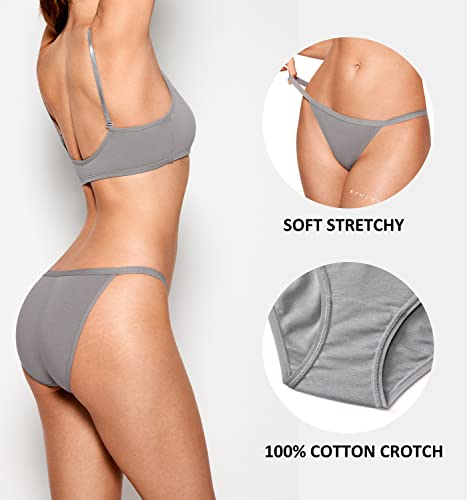 Soulvor Natrelax Women's Underwear Low Rise String Bikini Cotton Panties Low Rise Tagless Stretch Panty 5 Pack Basic Medium #TOP2