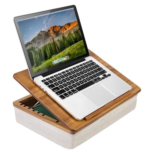 ROSSIE Home Acacia Wood Easel Lap Desk – Natural, Fits 15.6” Laptops