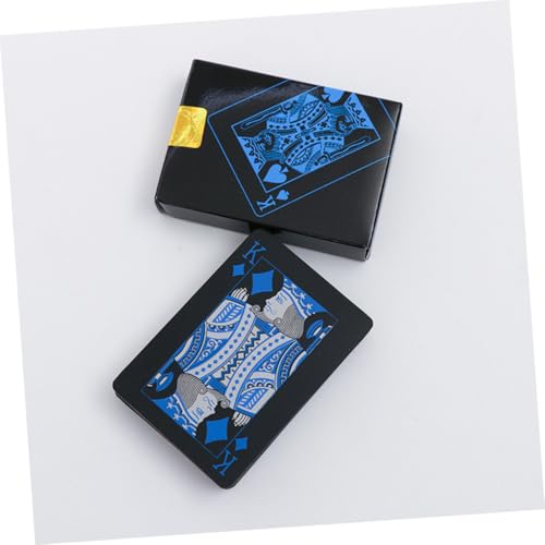 wasserdichte PVC Pokerkarten Set Langlebige Plastik Spielkarten mit Kreativem Muster Biegsam Robust Inklusive Papierbox für Familienspiele und Geschenke Blau – Bild 6
