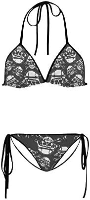 Women's Sugar Skull Dia De Los Muertos Two Pieces Bikini Sets Swimwear Swimsuit