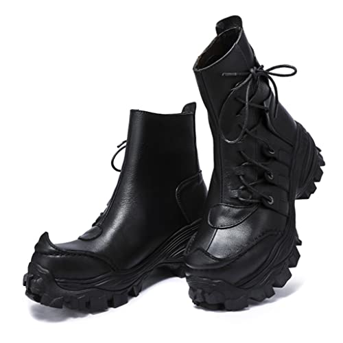 Bottes de moto en cuir pour homme style punk gothique à rivets