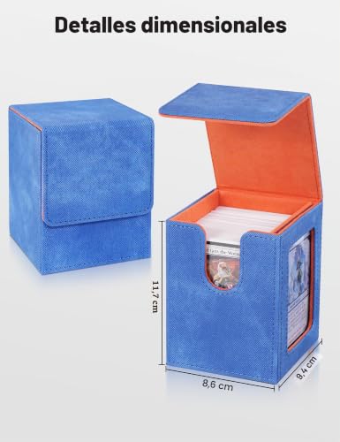 Miniatura 3 de Mtg - Caja De Mazo Con Pantalla Commander, Funda Para Más De 100 Tarjetas De Doble Manga, Caja De Almacenamiento Para Tarjetas Coleccionables Para Tcg Ptcg Sports Azul Y Naranja
