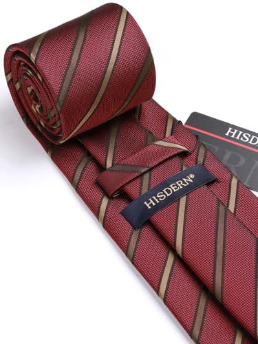 Image of HISDERN Mens Ties Solid Color Tie and Pocket Square Set Classic Woven Formal Neckties & Handkerchief Wedding Party