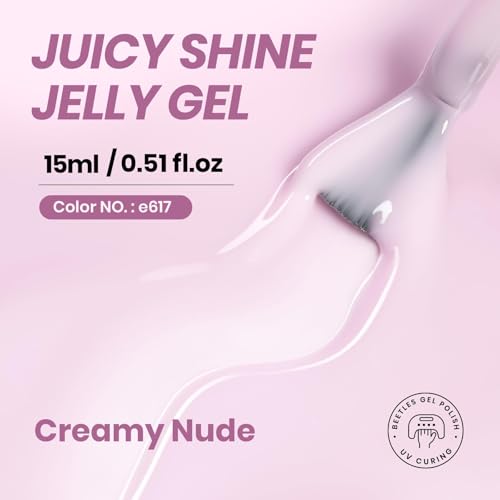 Image of Beetles Nude Gel Nail Polish - 15ml Purple Jelly Gel Polish Neutral Nail Polish Nail Concealer Sheer Translucent Effect Soak Off UV French Nail Art Manicure Salon DIY Gifts for Women