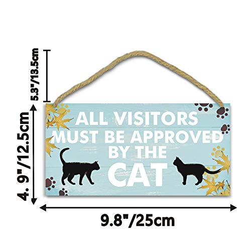 Toarti Funny Cat Pet Lover Wood Sign-12.5X25Cm,All Visitors Must Be Approved By The Cat Wooden Plaque Hanging Wall Art , Lovely Cat Decor, Adorable Cat Wall Art,Cat Signs For Door Home Decoration #TOP4