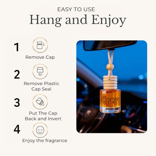 Image of Night Car Air Freshener Hanging | Car Perfume, 0.27 fl oz (8 ml) | 30-Day Luxury Glass Diffuser | Creamy Florals, Soft Woods & Subtle Spice | Long-Lasting Woody Sweet Scent