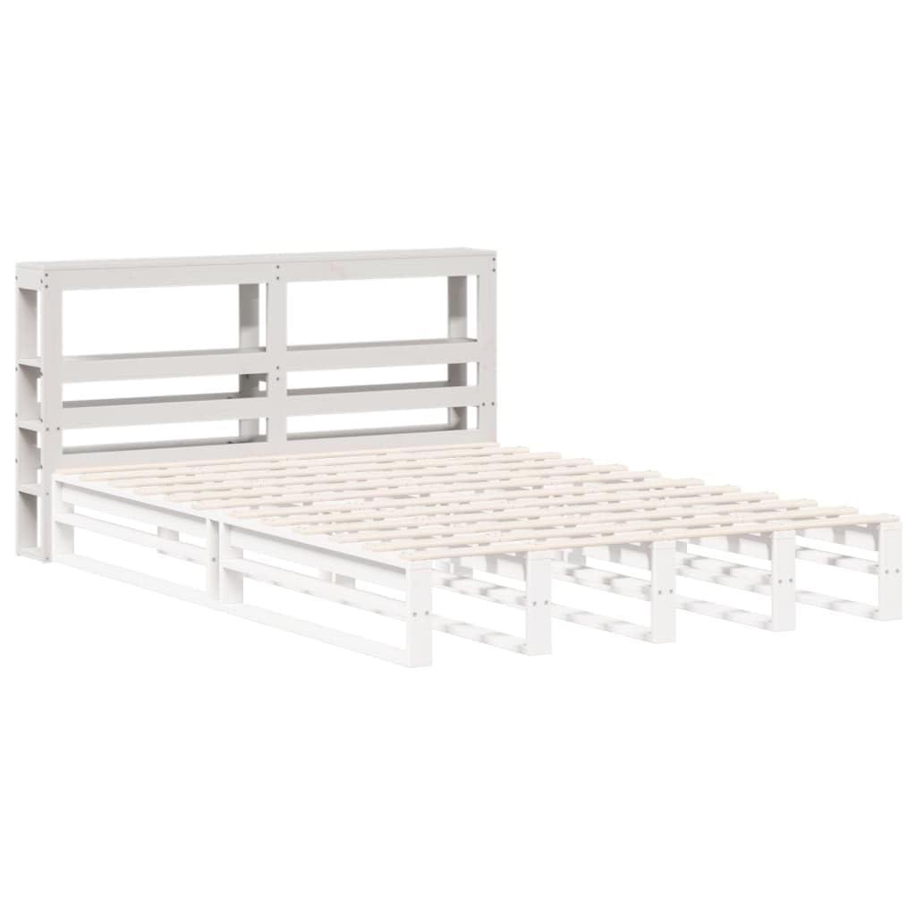 Cabecero de madera maciza con estantes color blanco de 135 cm, diseño moderno, para dormitorio, habitación juvenil, espacios pequeños