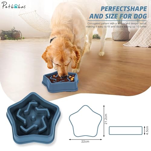 Image of Durable Slow Feeder Bowl for Dogs and Cats| Anti-Choke Non-Slip Pet Feeding Base and Easy to Clean| Dish Promotes Healthy Eating| Reduces Bloating and Digestive Issues (Blue)