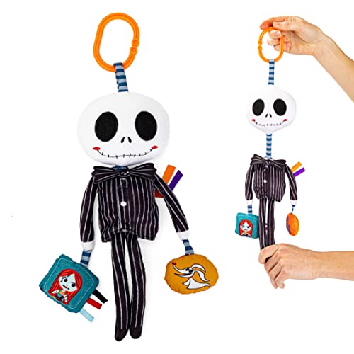 Image of KIDS PREFERRED Disney Baby Nightmare Before Christmas Jack Skellington On The Go Activity Toy with Teether, On The Go Clip, Bell Chime, and Pull Through Arms