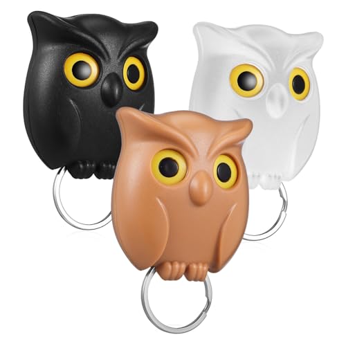 SMASOLO Crochets Magnétiques Pour Clés Hibou Décoratifs Lot De 3 Couleurs Noire Blanche Café En Plastique Fixation Adhésive Sécurisée Pour Organisation Murale Usage Maison Bureau Entrée