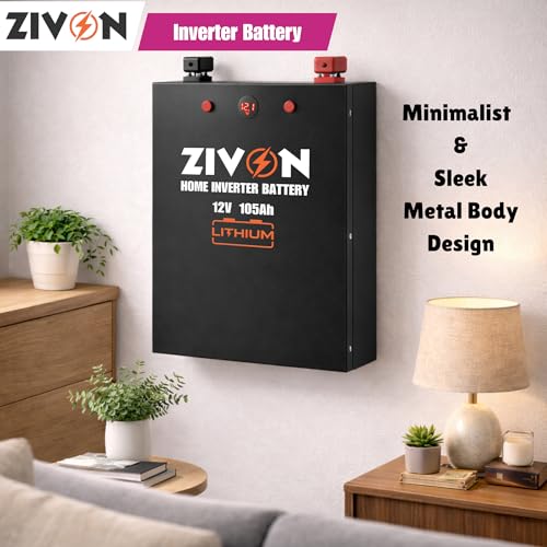 Image of Zivon Lithium Battery for Inverter, 12V 105Ah (12.8v 105ah), LiFePo4, Wall Mount, BMS, for Home Power Backup