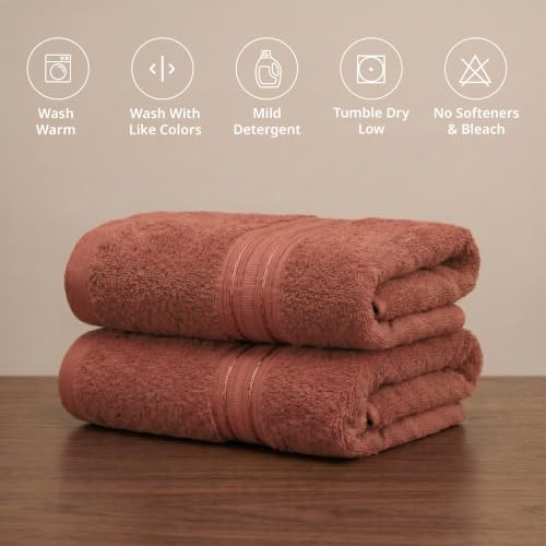 Image of LANE LINEN 575 GSM 100% Cotton Hand Towel 2PC - Light Brown | Zero-Twist Weave, True 60x40cm Each, Quick Dry & Absorbent, Ideal for Gym & Daily Use