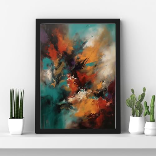 Composition abstraite en bleu vif et noir Spiffing Prints - Tableau encadré Extra Large - 6