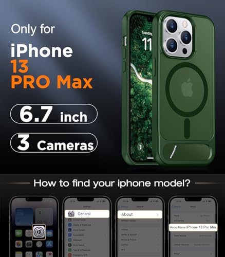 Image of Magnetic Compatible with iPhone 13 Pro Max Case, [Built-in Invisible Kickstand][Compatible with MagSafe] [Military Grade Shockproof] Slim Translucent Matte Phone Case for iPhone 13 Pro Max 6.7 inch