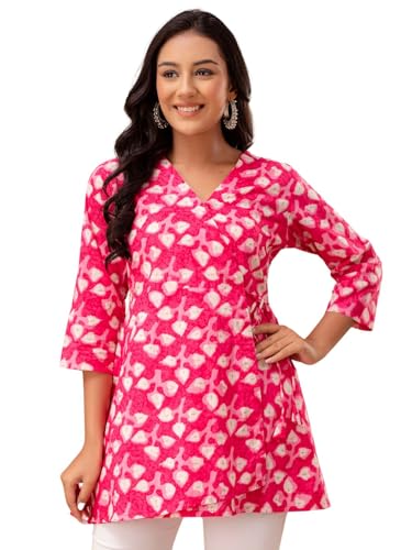 Image of feranoid Floral Print Angrakha 3 Sleeves Flared Kurti