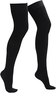 Thigh High Compression Socks Black Closed Toe Knee High Stockings for Women Men Breathable Supple Graduated Pressure for Circulation Support and Leg Fatigue Relief Practical Daily